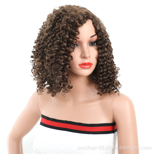 Onst Ombre Wigs Synthetic Hair Short Curly Bob Wig Natural Wavy Headband For Women Daily Party Cosplay Wig Heat Resistant